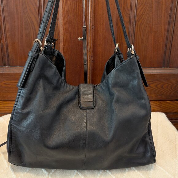 Coach Madison Carlyle Black Leather Shoulder Bag Gold Turnlock - Picture 3 of 14